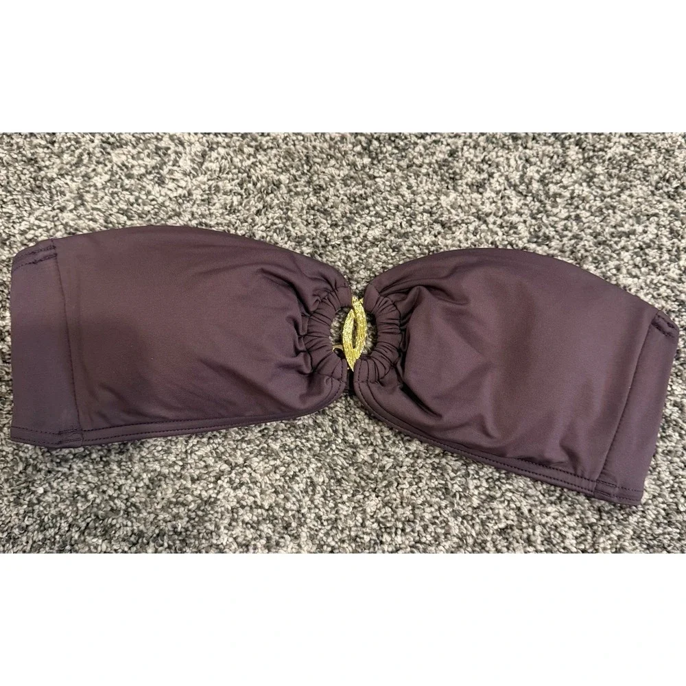 Vintage Y2K Victorias Secret Bikini Set Size Large Gold Hardware Eggplant Purple